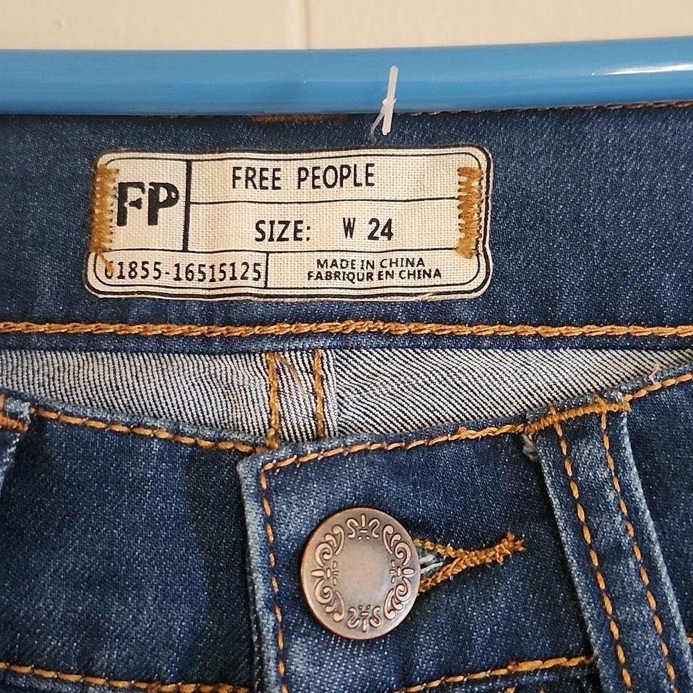 Free People Blue Flare Wide Leg Jeans - Picture 3 of 10